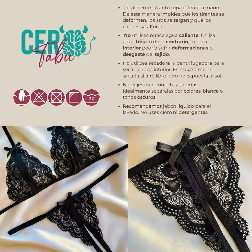 Kit X2 Conjunto Lencería Femenina Encaje Bralette Tanga