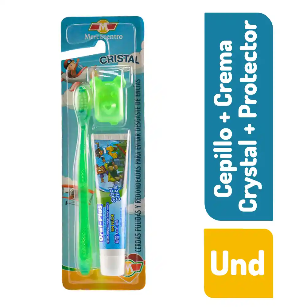 Cepillo + Crema Mercacentro Crystal 1 Und + 30 G + Protecto