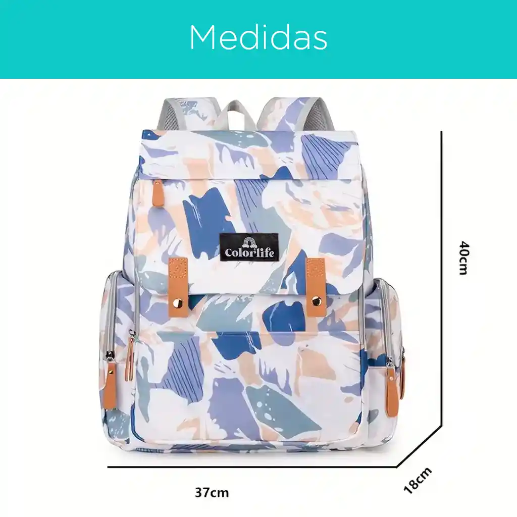 Pañalera Solapa Con Diseño Estampado Azul Coronas