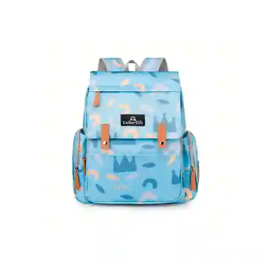 Pañalera Solapa Con Diseño Estampado Azul Coronas