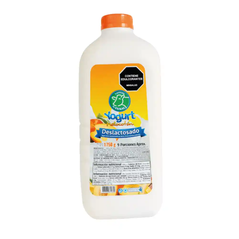 Yogurt El Cural Deslactosado X 1750 G Melocotón