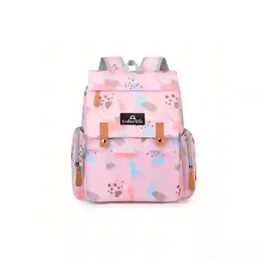 Pañalera Solapa Con Diseño Estampado Rosa Manchas