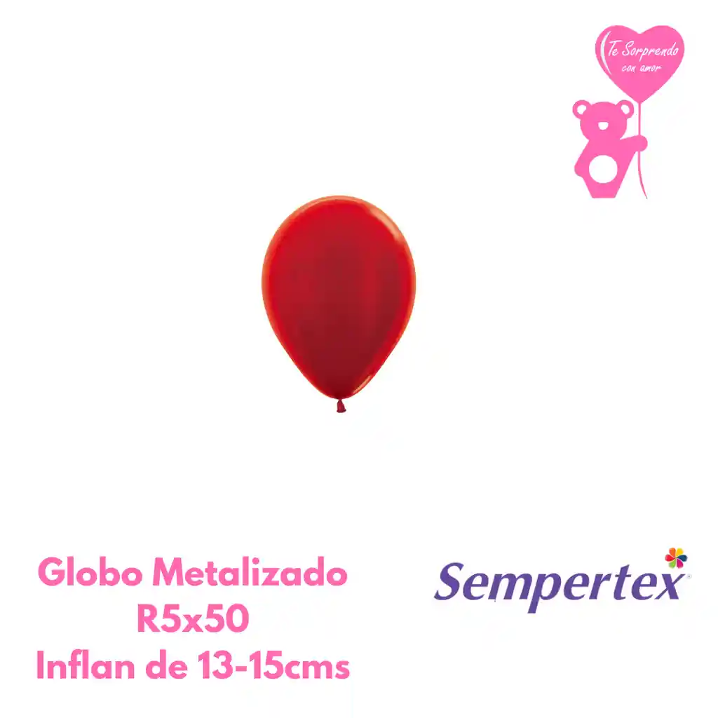 Globo O Bomba Metal Rojo Sempertex R5x50