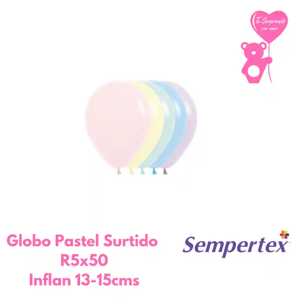 Globo O Bomba Pastel Mate Surtido Sempertex R5x50