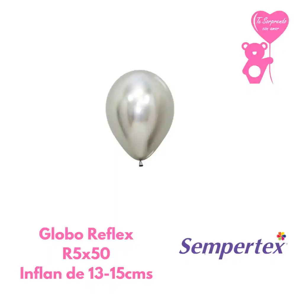 Globo O Bomba Reflex Plateado Sempertex R5x50