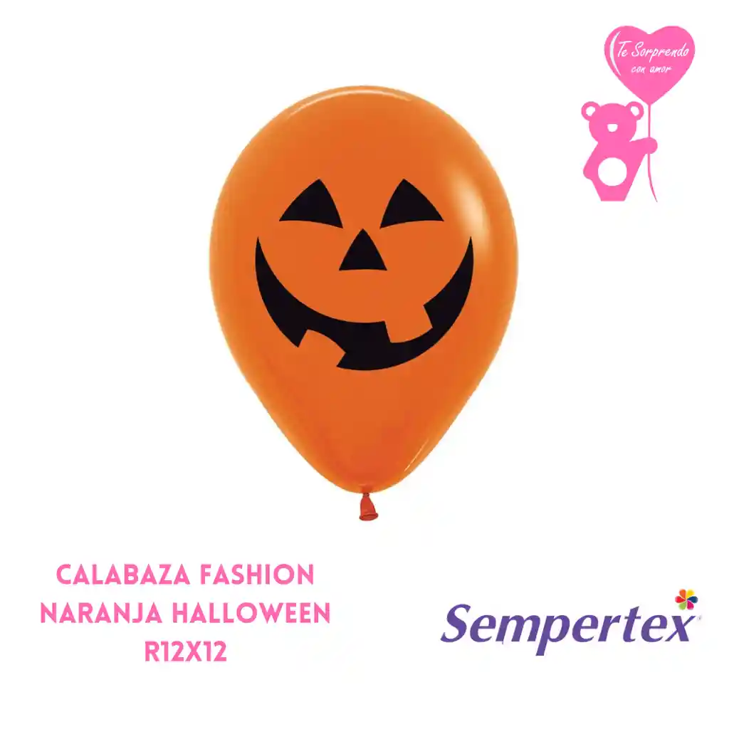 Globo O Bomba R12x12 Imp Calabaza Fashion Naranja Halloween Sempertex