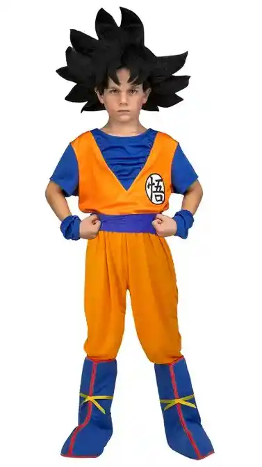 Disfraz Goku Para Niño Estampado X5 Piezas Cosplay Dragon Ball Disfraz Halloween