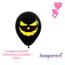 Globo O Bomba R12x12 Imp Calabaza Luz Fashion Negro Halloween Sempertex