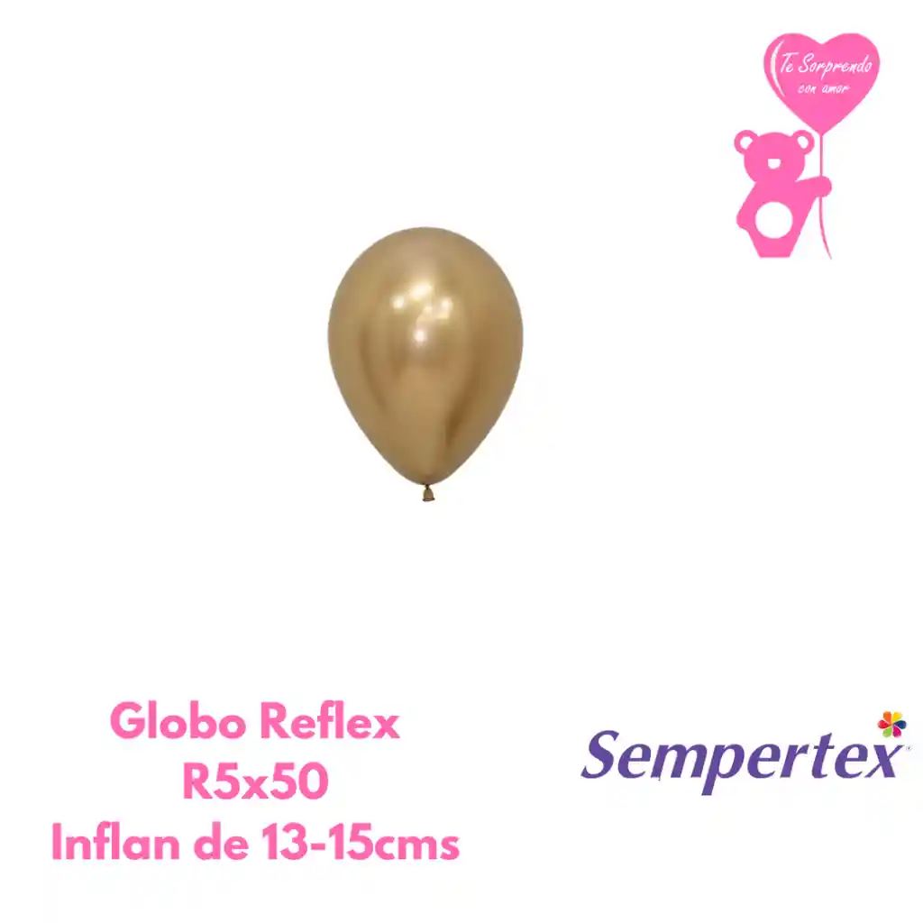 Globo O Bomba Reflex Dorado Sempertex R5x50