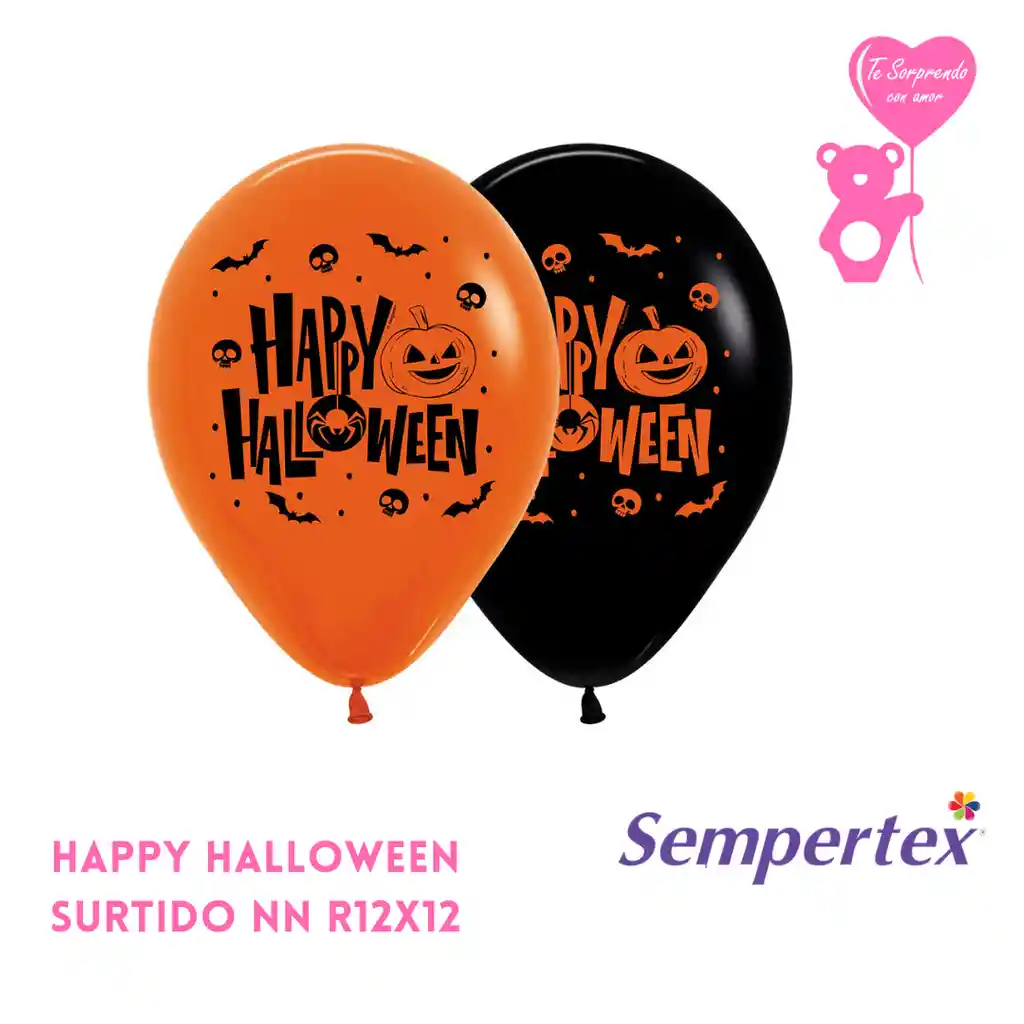 Globo O Bomba R12x12 Happy Halloween Surtido Nn Sempertex