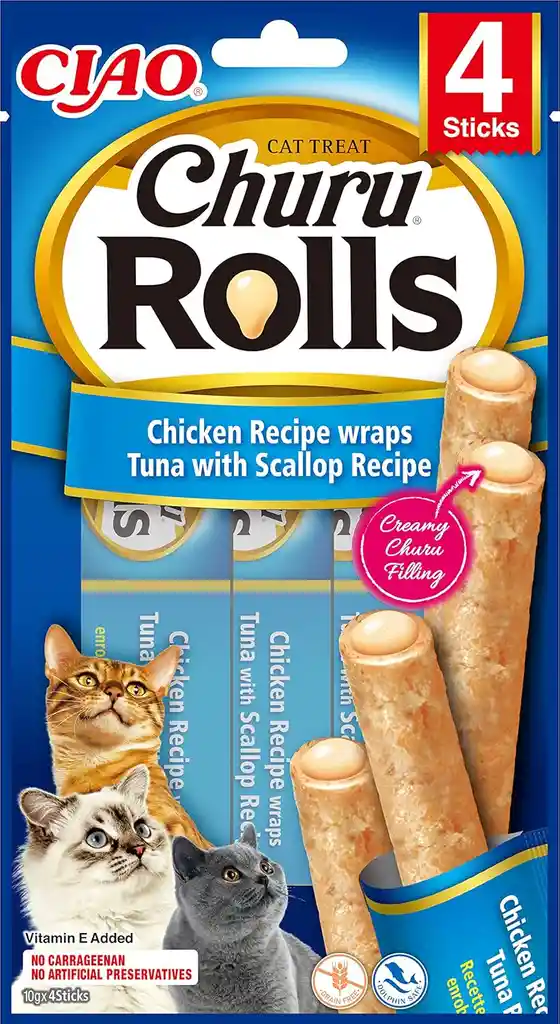 Churu Rolls Gato Atun Y Vieira Churu Cat Rolls Churu Para Gatos Churu
