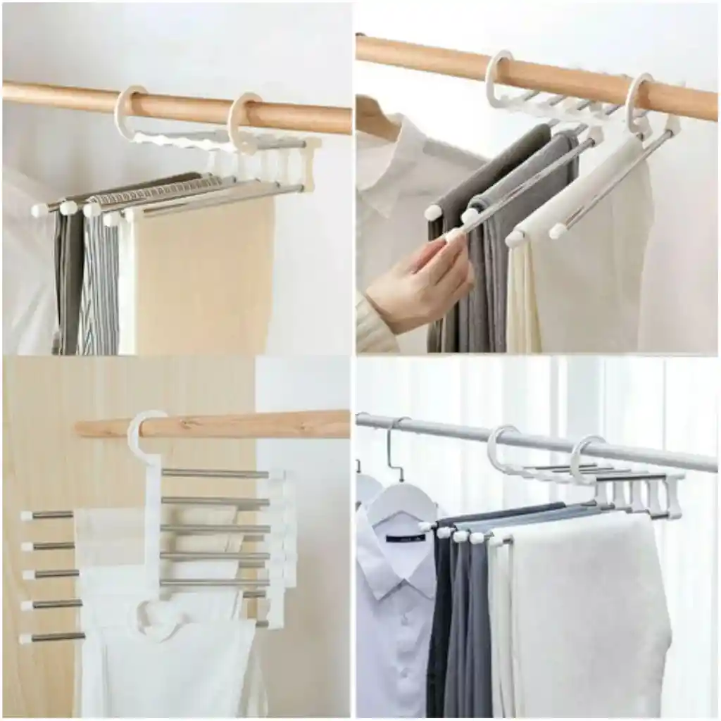 Gancho Organizador Ropa Y Pantalones 5 En 1 Acero Inoxidable Domés