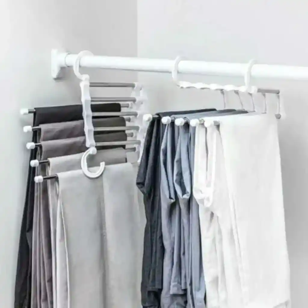 Gancho Organizador Ropa Y Pantalones 5 En 1 Acero Inoxidable Domés