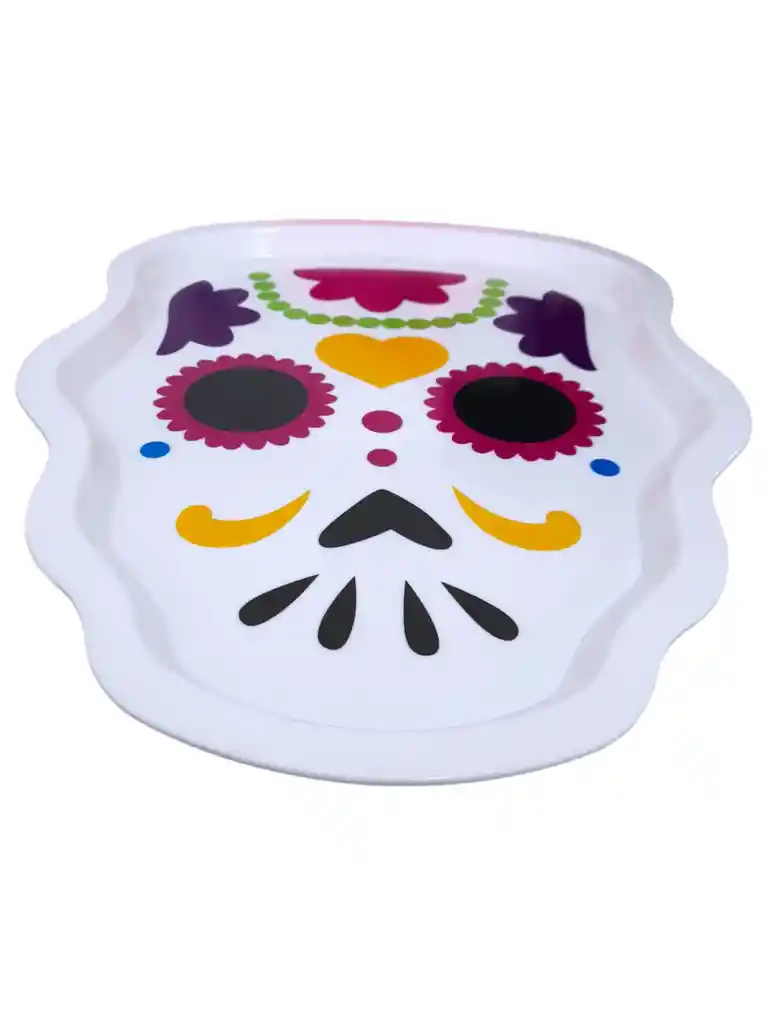 Bandeja De Catrina Para Halloween Blanca Morada Mesa Snack