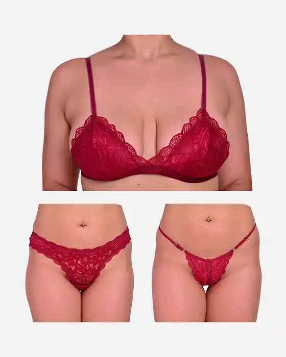 Combo Alice Cristal Mariposa (1 Bralette + 2 Tangas)