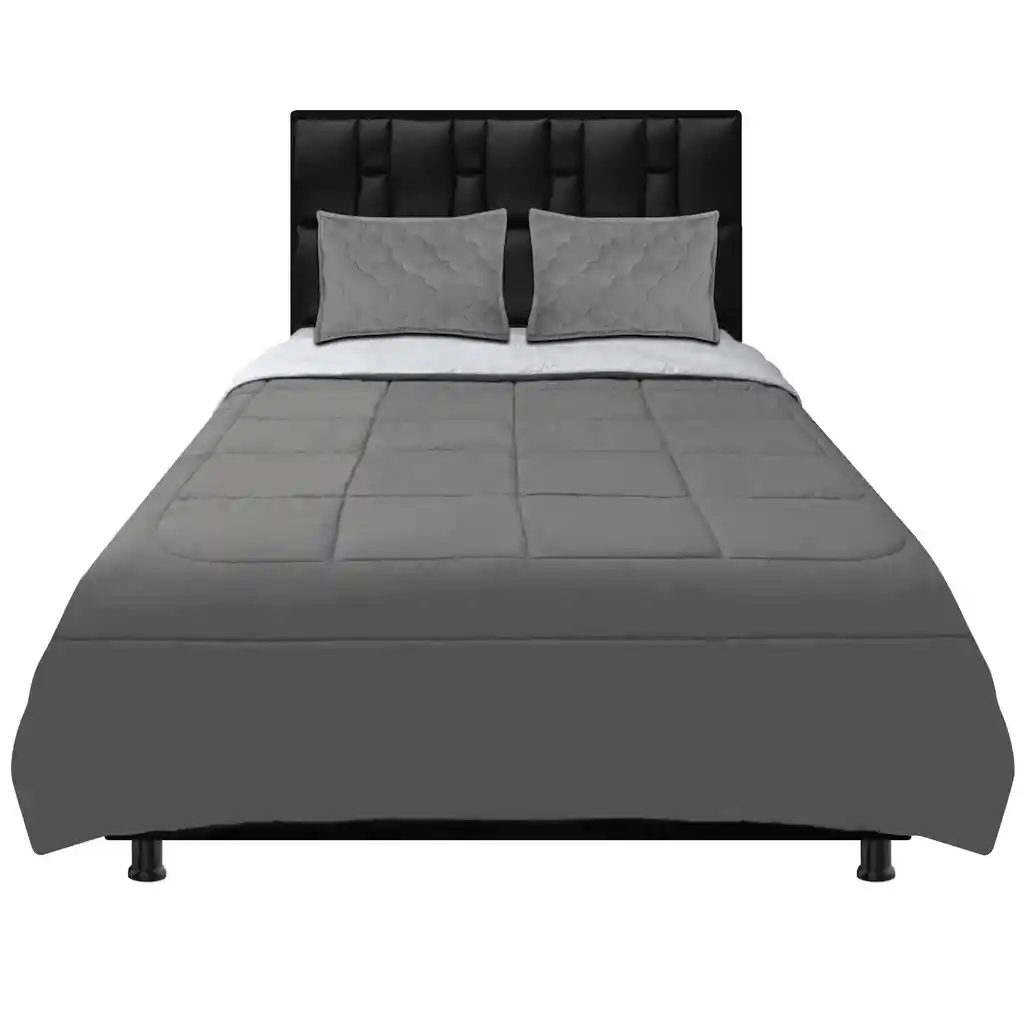 Cubrelecho Doble Faz Cama Semidoble 120 Gris-blanco