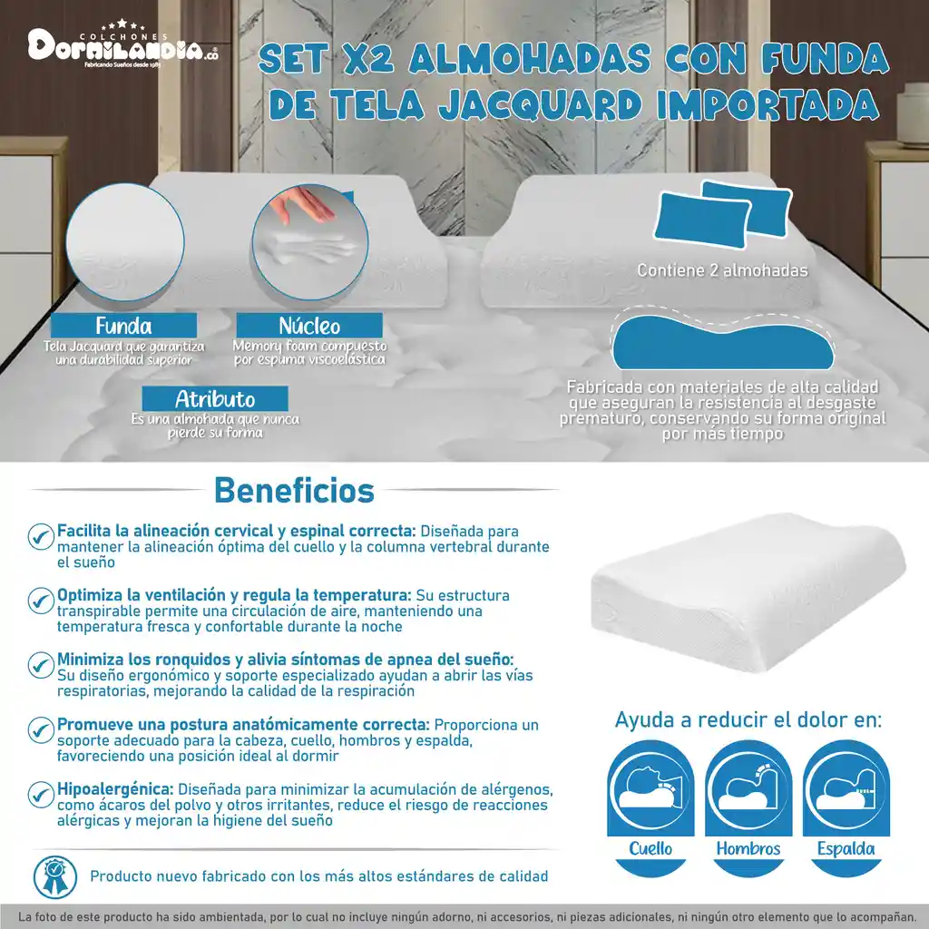 Set X 2 Almohadas Viscoelasticas Cervicales Para Niños