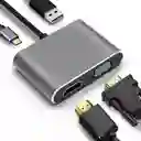 Adaptador Hub Usb-c 4 En 1 Con Hdmi + Vga + Usb 3.0 + Usb-c/pd