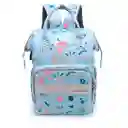 Pañalera Tipo Morral Con Diseño Estampado Celeste / Flores