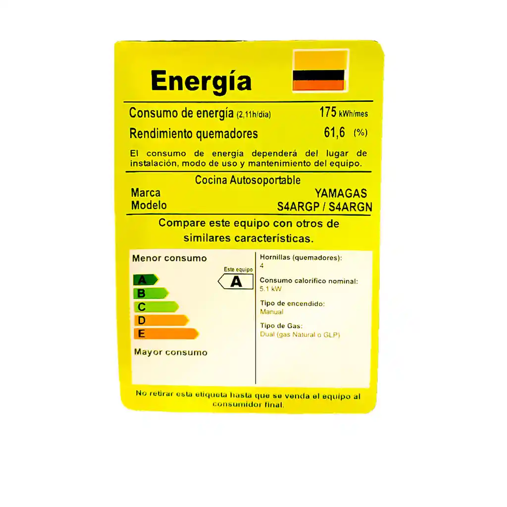 Estufa Cocina 4 Puestos Yamagas Acero Inoxidable Gas Natural