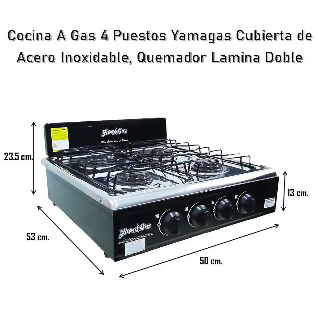 Estufa Cocina 4 Puestos Yamagas Acero Inoxidable Gas Natural