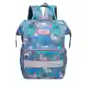 Pañalera Tipo Morral Con Diseño Estampado Lila / Unicornios