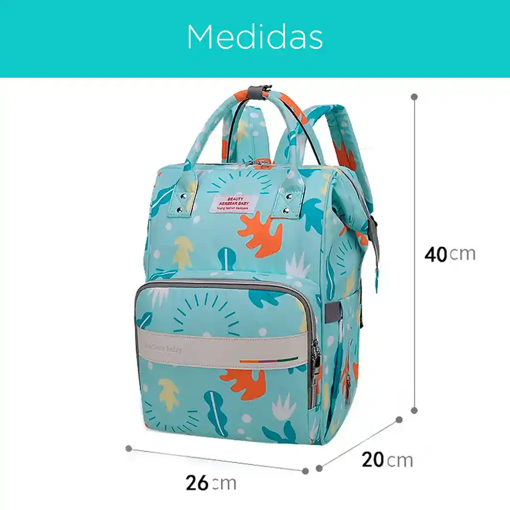 Pañalera Tipo Morral Con Diseño Estampado Lila / Unicornios
