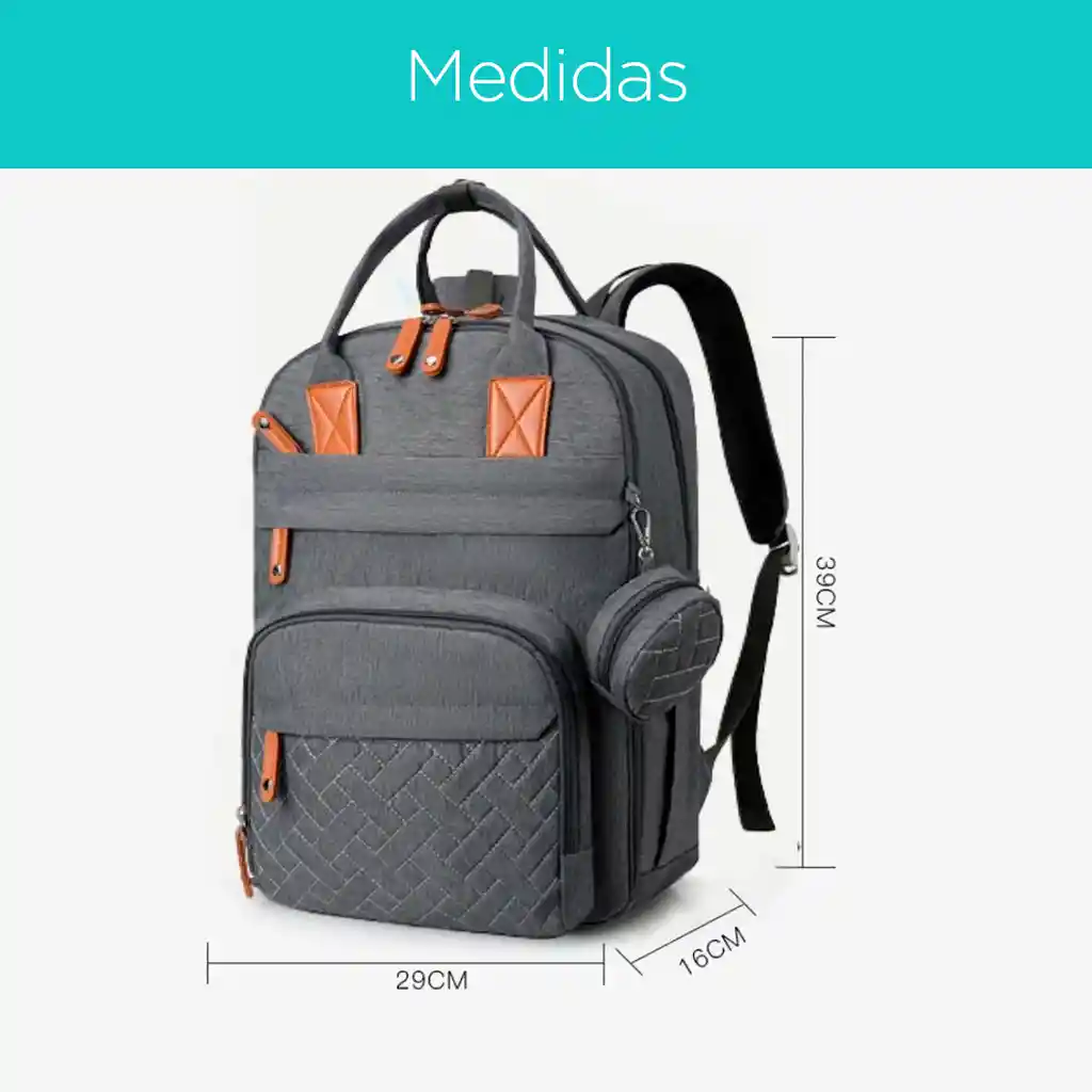 Pañalera Con Cambiador Portátil Independiente Gris