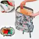 Pañalera Multifuncional Con Diseño Estampado Gris / Flores