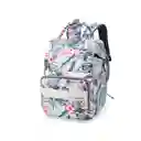 Pañalera Multifuncional Con Diseño Estampado Gris / Flores