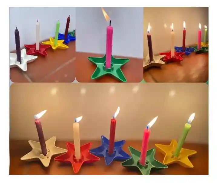 Soporte Porta Velas Navideñas Estrellas X 10 Unds