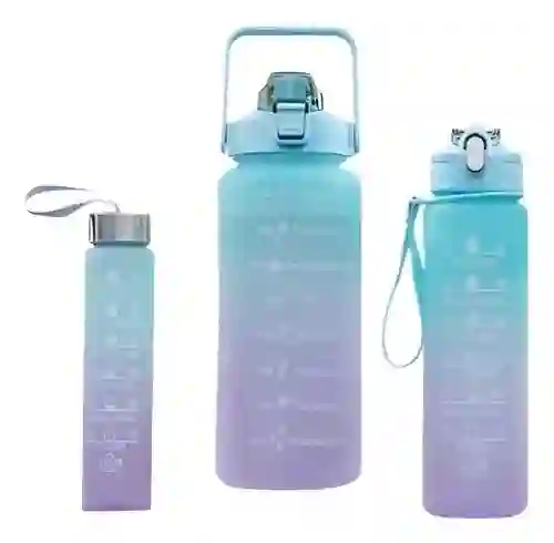 Termo De Agua Combo Motivacionales Set X 3 Unidades Color Multicolor