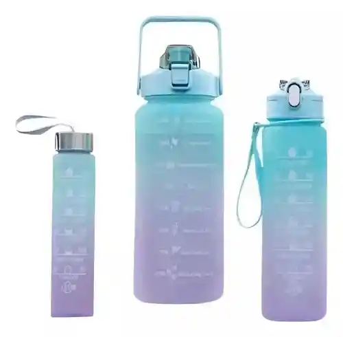 Termo De Agua Combo Motivacionales Set X 3 Unidades Color Multicolor
