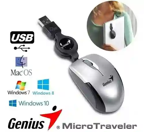 Mouse Genius Pequeño Micro Travel Colores Viajero Retractil