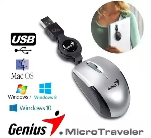 Mouse Genius Pequeño Micro Travel Colores Viajero Retractil