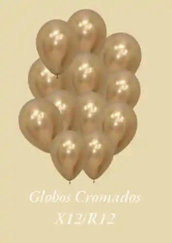 Globos Latex Cromado Reflex Dorado R12 X12 Unidades