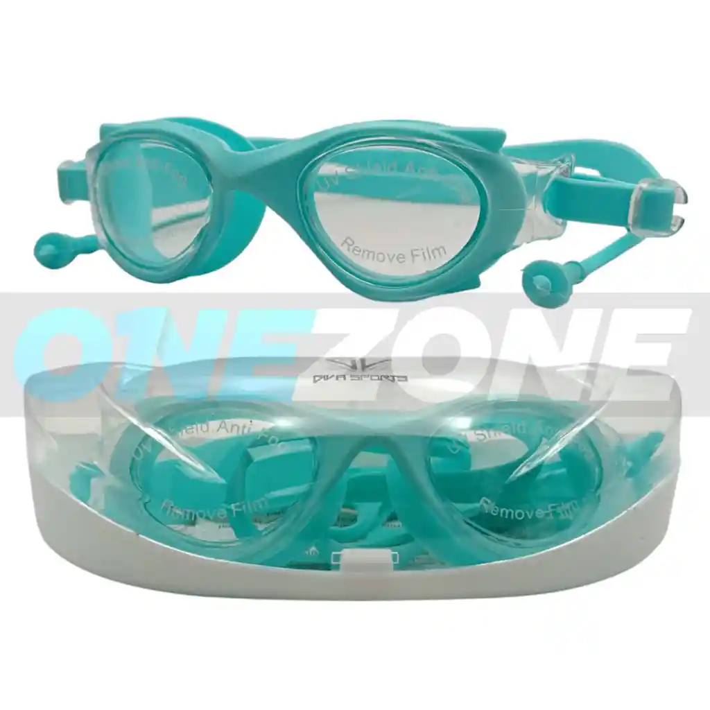 Gafas De Natación Uv Anti Fog Tapa Oído - M2205/ Verde Aguamarina