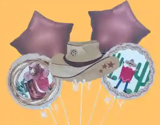 Bouquet X5 Globos Metálizados Vaquero
