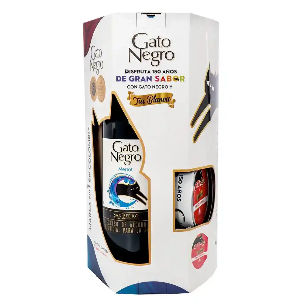 Estuche De Vino Gato Negro 750ml + Torta De Naranja