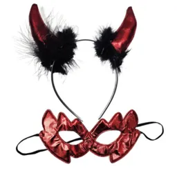 Set Diabla Satin Balaca Y Antifaz Accesorio Halloween