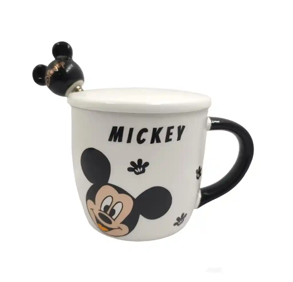 Mug Pocillo Mickey Mouse Con Tapa Y Cuchara