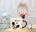 Mug Pocillo Mickey Mouse Con Tapa Y Cuchara