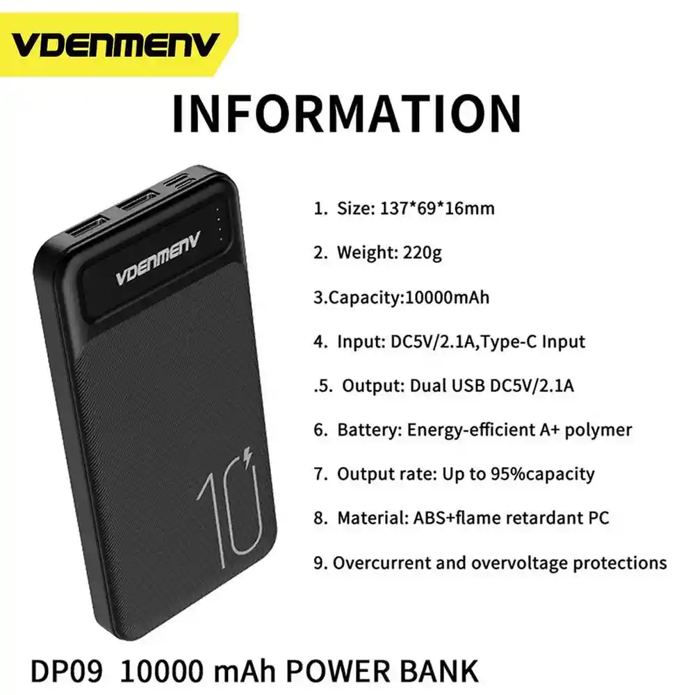 Power Bank Batería Portátil 10.000 Mah