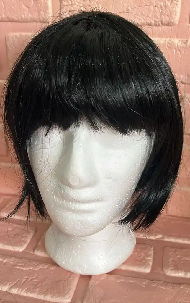 Peluca Lisa Corta Negra