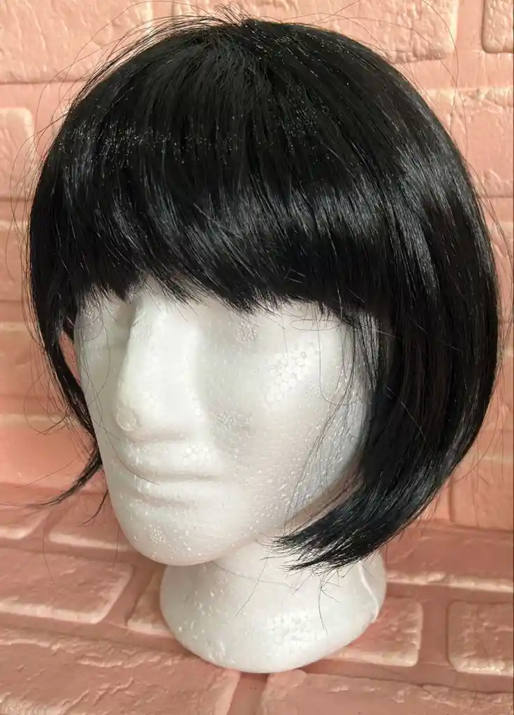Peluca Lisa Corta Negra