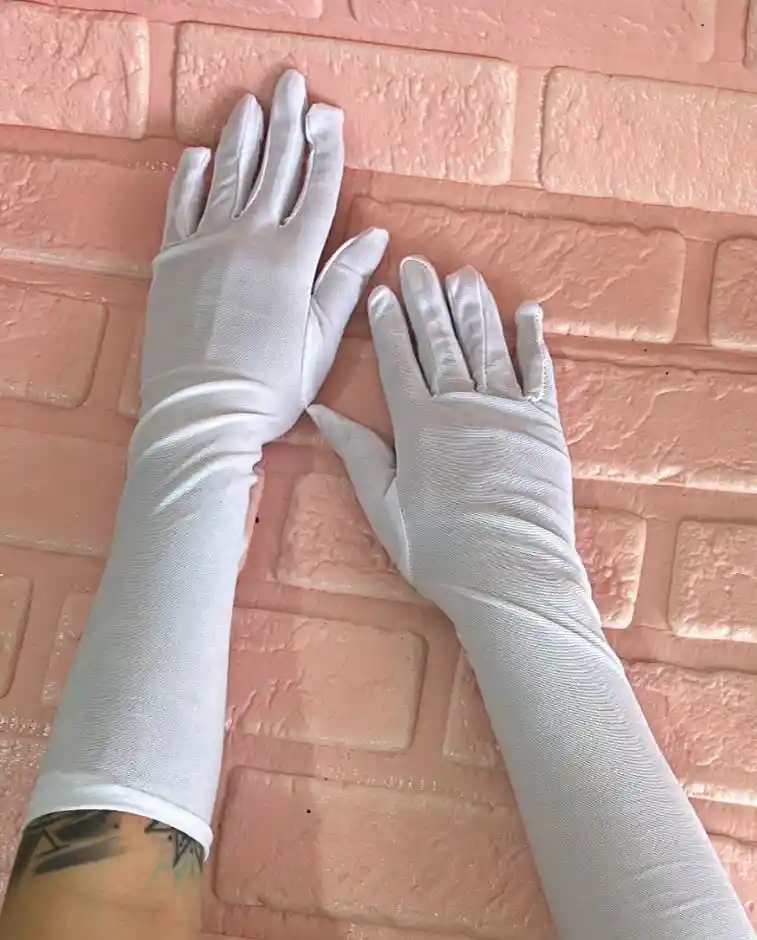 Guantes Lisos Blancos Largo