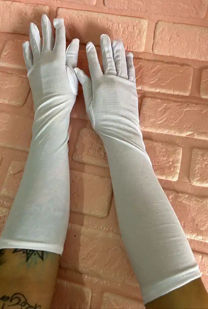 Guantes Lisos Blancos Largo