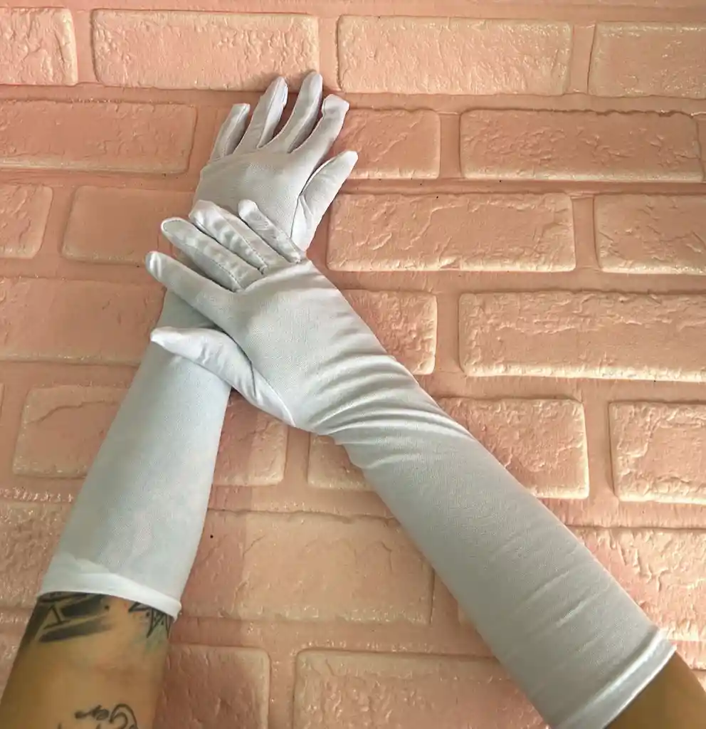 Guantes Lisos Blancos Largo