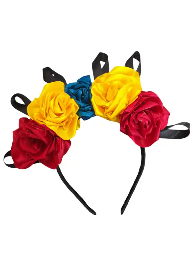 Diadema Para Halloween Disfraz Catrina Amarillo, Azul Rojo