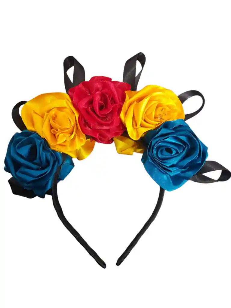 Diadema Para Halloween Disfraz Catrina Amarillo, Azul Rojo